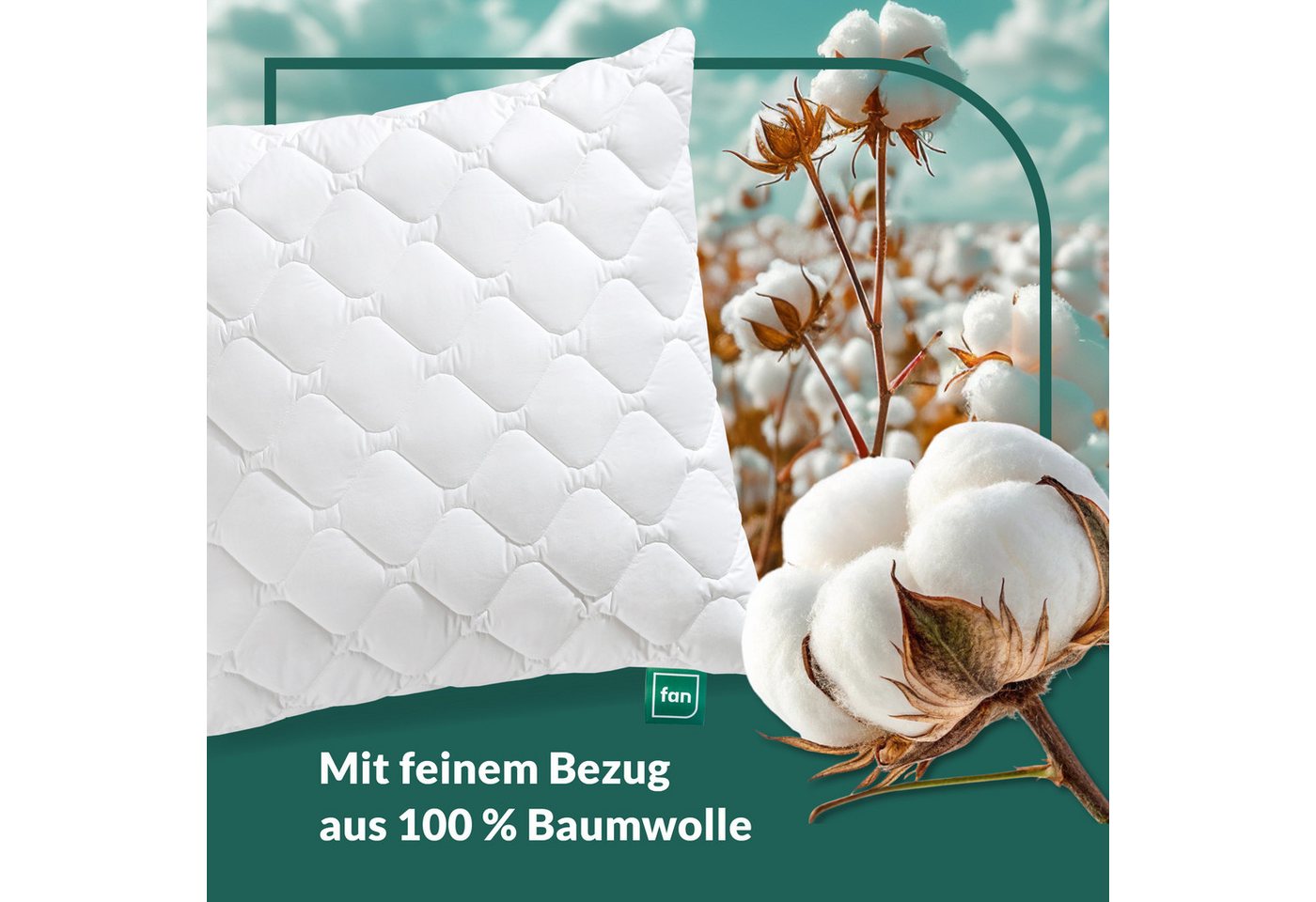 fan Microfaserkissen Kansas, mit Baumwollbezug und Reißverschluss, Füllung: 100% Microfaser, Bezug: 100% Baumwolle, in 40x80 oder 80x80 cm, Kopfkissen aus Micro – Bild 4 von 5