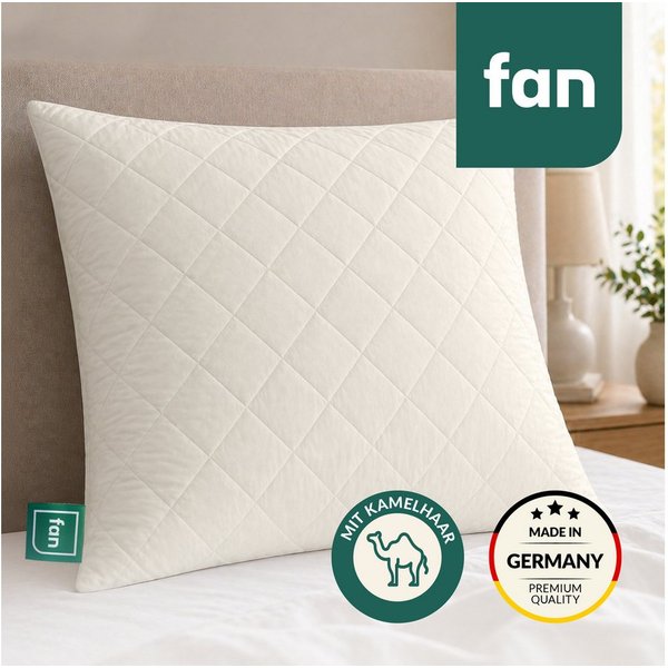 fan Naturfaserkissen Gobi, Kopfkissen in 40x80 & 80x80 cm, Made in Germany, Füllung: 97% Wolle, 3% sonstige Fasern, Bezug: 100% Baumwolle versteppt mit 97% Kame