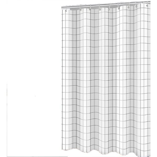 Fanci Home Duschvorhang Kariert Polyester Anti-Schimmel Textil wasserdicht (Schimmelresistent Wasserabweisend), Anti-Bakteriell Waschbar inklusive Ringe Duschvo