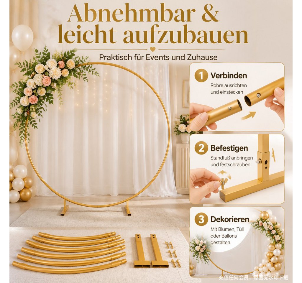 FANNOU Fensterdekoration Ballonbogenständer, goldener Ständer, Rahmen, Hochzeit – Bild 3 von 5