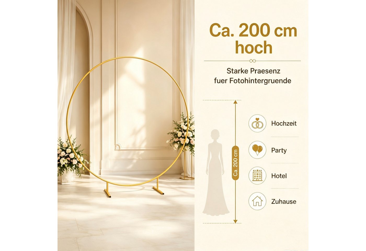 FANNOU Fensterdekoration Ballonbogenständer, goldener Ständer, Rahmen, Hochzeit – Bild 5 von 5