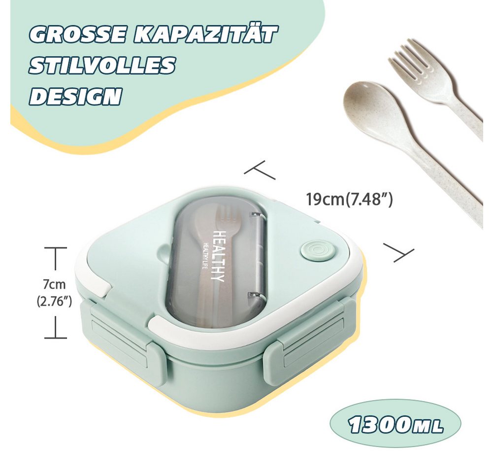 FANNOU Lunchbox Lunch-Behälter (3 Fächer), Auslaufsicher & BPA-frei-mit Besteck, für Kinder und Erwachsene Brotdose mit Fächern – Bild 4 von 5