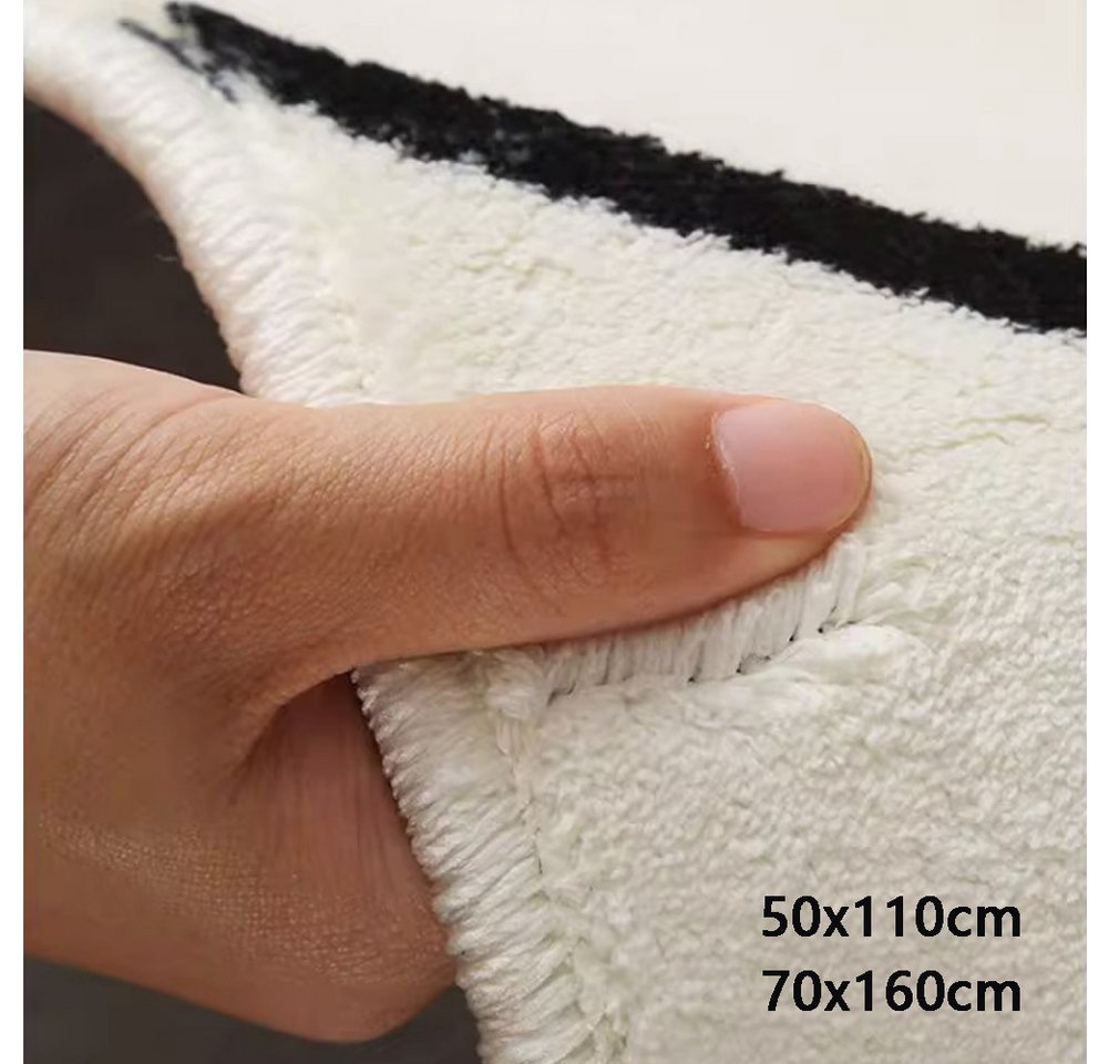 FANNOU Teppich Kurzflor, Teppiche Schlafzimmer Weich Modern Imitationskaschmir, 50x110cm, mit rutschfest Unterseite Blume Stil Schlafzimmerteppich Waschbar – Bild 2 von 2