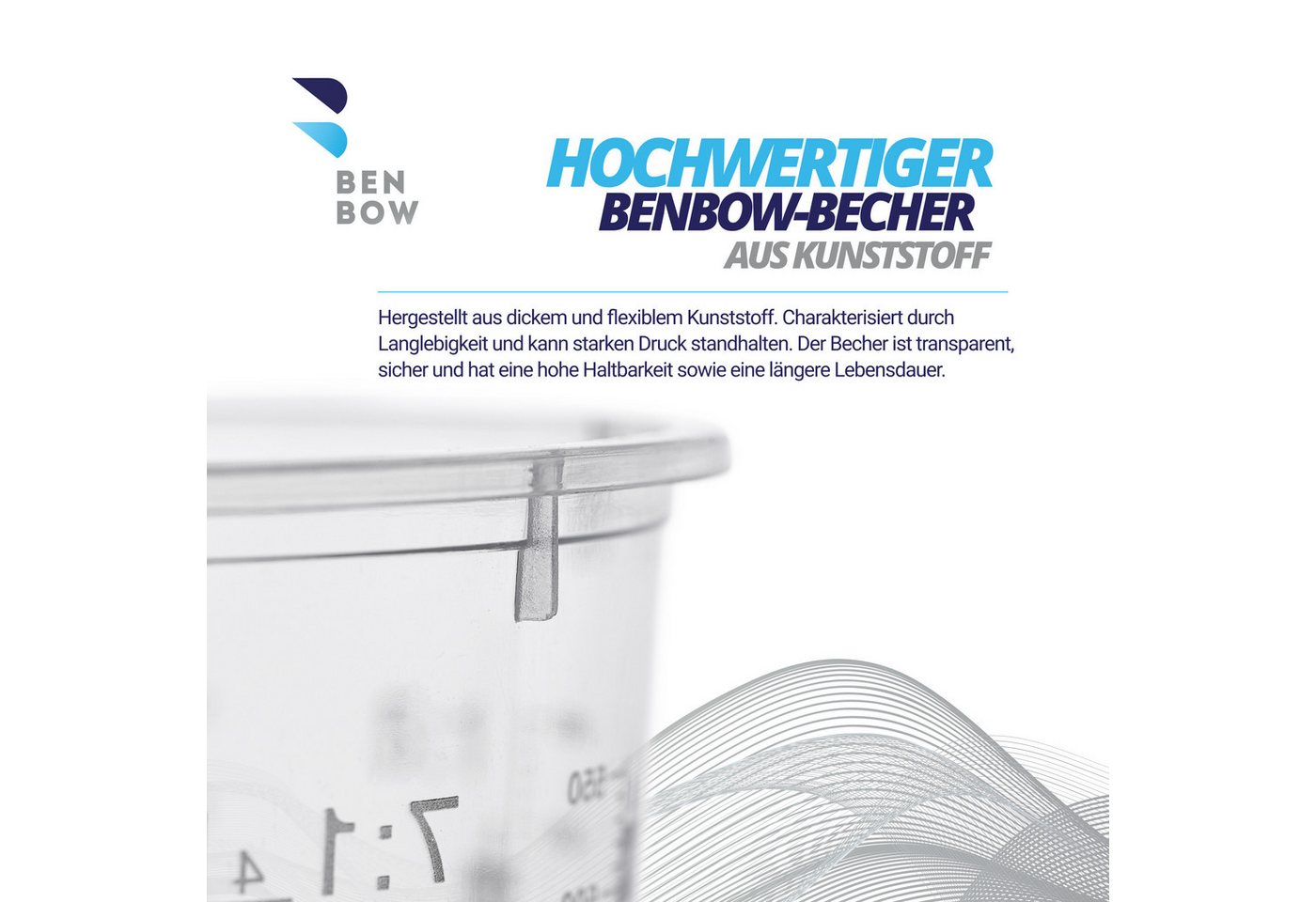 BENBOW Farbmischbehälter BenBow Profi-Messbecher (25 St), Profi-Messbecher 25x 385ml mit Deckel zum Mischen von Farben – Bild 4 von 5