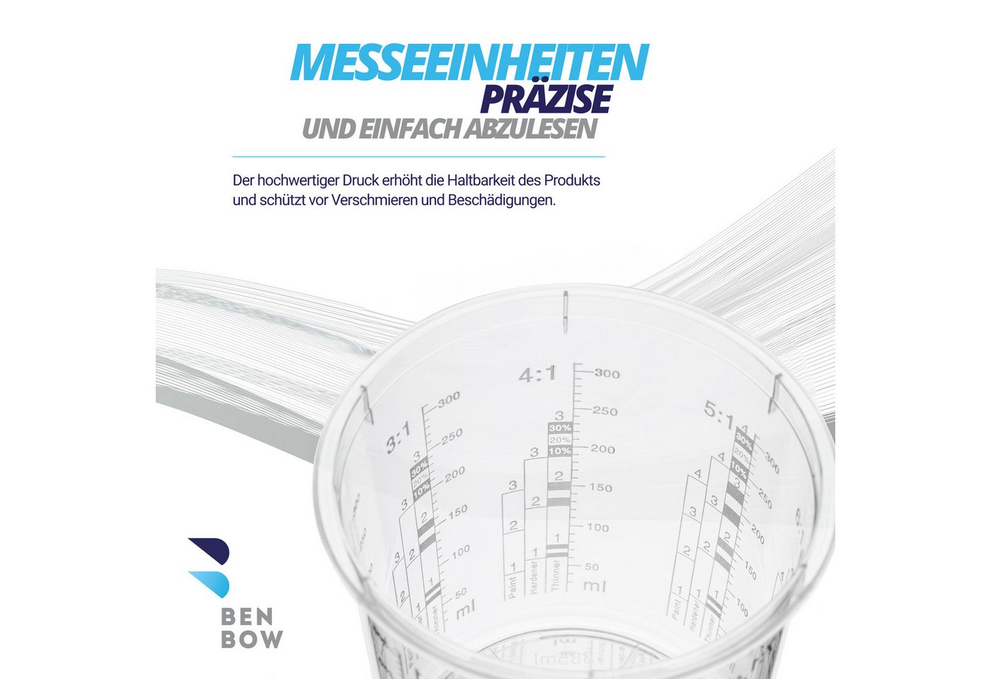 BENBOW Farbmischbehälter BenBow Profi-Messbecher (25 St), Profi-Messbecher 25x 385ml mit Deckel zum Mischen von Farben – Bild 5 von 5