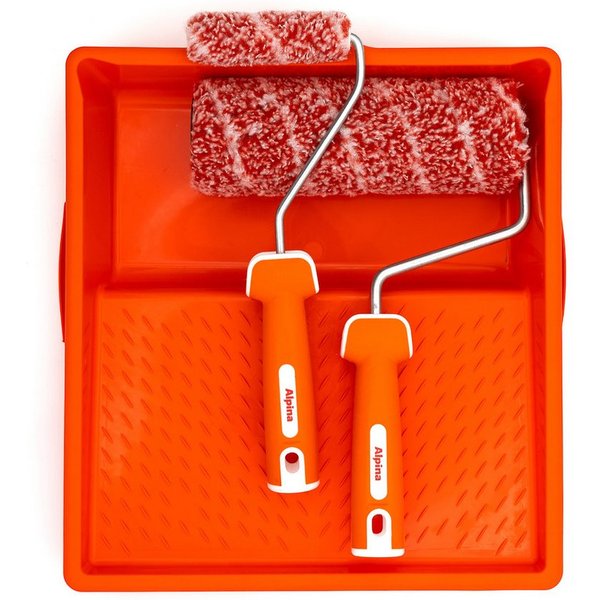 Alpina Farbroller Alpina Roller Set- inkl. Farbwanne (1-St., Alpina Zubehör), Wiederverwendbares Malerset mit Rillen, ideal für Alpina Produkte