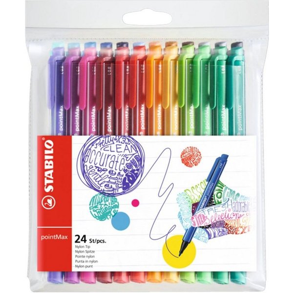 STABILO Faserstift STABILO pointMax Filzstift - 0,8 mm - 24er Set