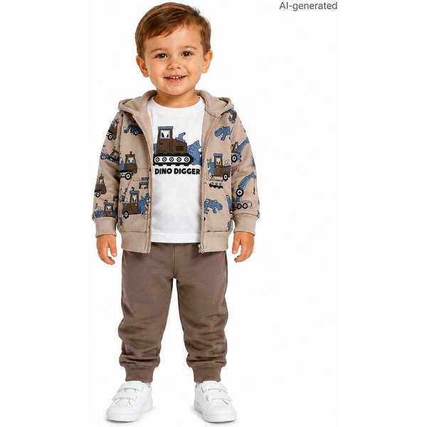Fashion Boy Shirt, Hose & Jäckchen 3-teiliges Set mit Kapuzenjacke, Langarmshirt & Jogginghose JF2336 (Set, Kapuzenjacke, Langarmshirt & Jogginghose)
