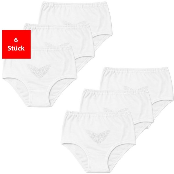 Fashionschmiede Taillenslip Damenslips Baumwolle 3er & 6er-Pack Blumenstickerei elastischem Bund (Packung, 6-St., 6er-Pack) Atmungsaktive Baumwolle, bequemer Si
