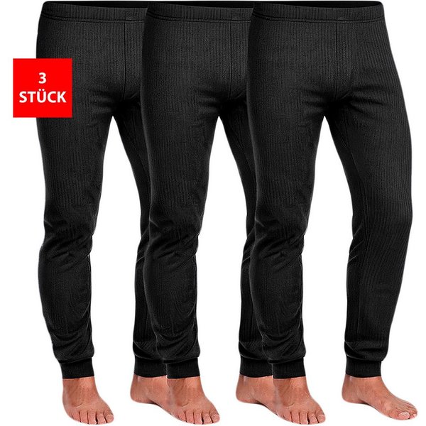 Fashionschmiede Thermounterhose Herren Thermo Hose im 3er Pack warme bequeme lange Unterhose Winter (Spar-Set, 3er-Pack) Lang anliegender, körpernaher Schnitt –