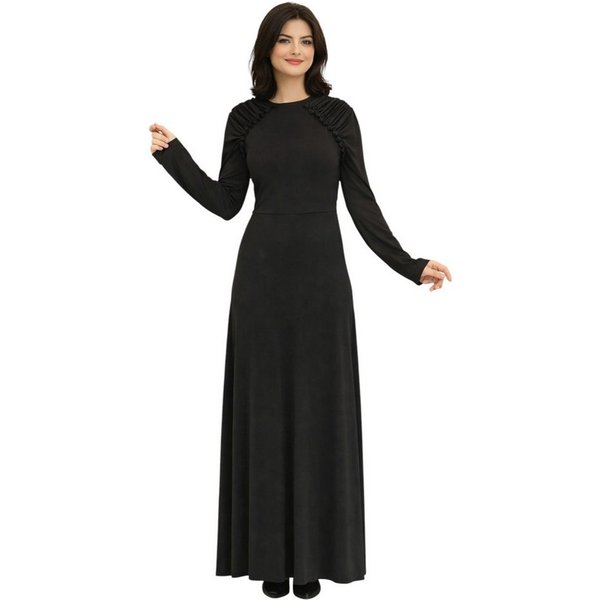fashionshowcase Abendkleid Damen Maxikleid Hijab Kleid mit Raglanärmeln - Modest Fashion elastisch