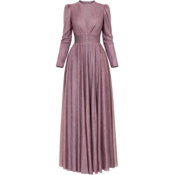 fashionshowcase Abendkleid Elegantes Glitzerndes Tüllkleid - Hijab Kleid Modest Fashion Schimmernder Stoff