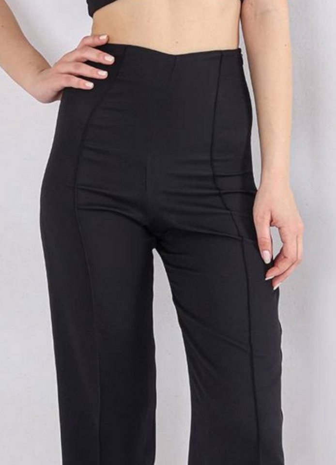 fashionshowcase Bootcuthose Damen Hose Hochtailliert Krepphose - Elegante Büro- und Freizeithose seitlicher Reißverschluss, Hohe Taille – Bild 3 von 4