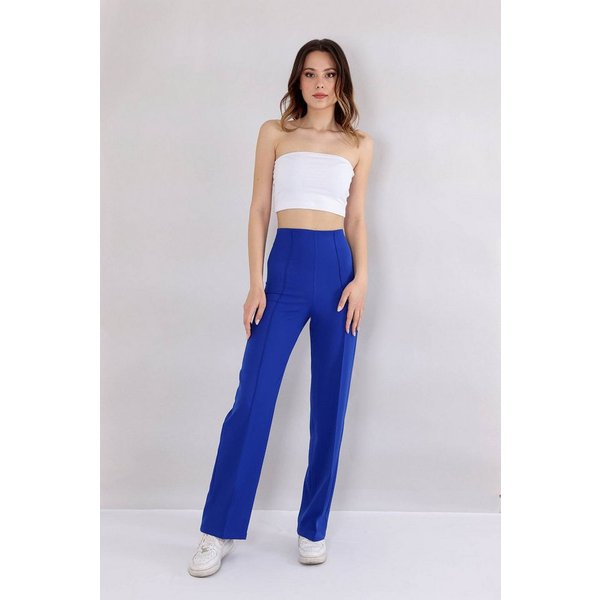 fashionshowcase Bootcuthose Damen Hose Hochtailliert Krepphose - Elegante Büro- und Freizeithose seitlicher Reißverschluss, Hohe Taille