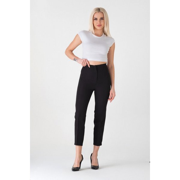 fashionshowcase Bügelfaltenhose Damen Hose Elegant Slim Fit Stretch mit V-Detail Elegante Bügelfalten, V-Ausschnitt hinten