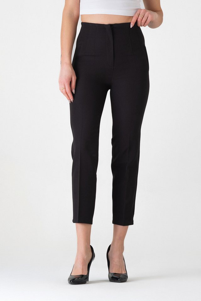fashionshowcase Bügelfaltenhose Damen Hose Elegant Slim Fit Stretch mit V-Detail Elegante Bügelfalten, V-Ausschnitt hinten – Bild 2 von 5