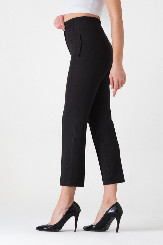 fashionshowcase Bügelfaltenhose Damen Hose Elegant Slim Fit Stretch mit V-Detail Elegante Bügelfalten, V-Ausschnitt hinten – Bild 3 von 5