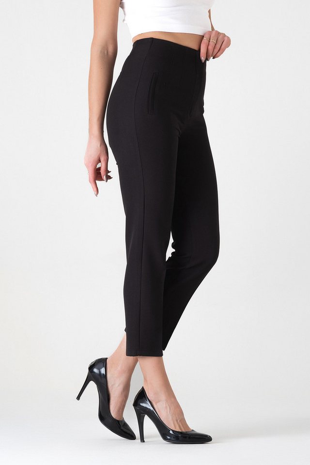 fashionshowcase Bügelfaltenhose Damen Hose Elegant Slim Fit Stretch mit V-Detail Elegante Bügelfalten, V-Ausschnitt hinten – Bild 4 von 5