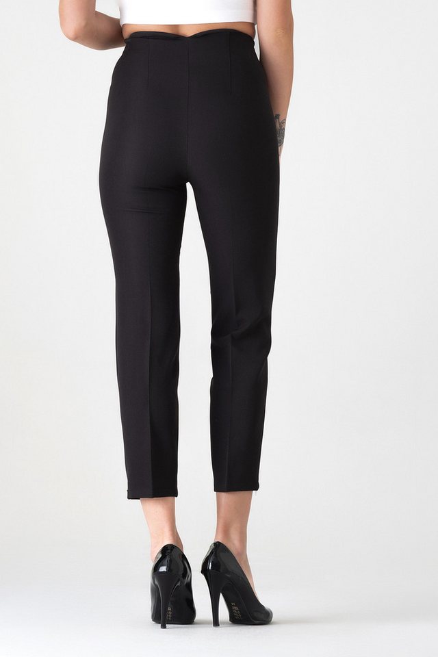 fashionshowcase Bügelfaltenhose Damen Hose Elegant Slim Fit Stretch mit V-Detail Elegante Bügelfalten, V-Ausschnitt hinten – Bild 5 von 5