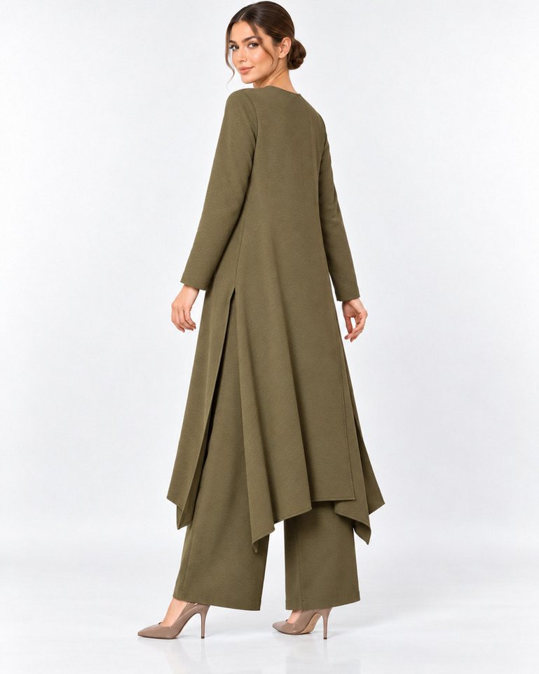 fashionshowcase Longtunika Damen Zweiteiler Set - Tunika & Palazzo-Hose Modest Fashion (SET, Zweiteiler) leichte und luftige Beschaffenheit – Bild 4 von 5