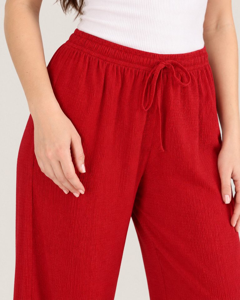 fashionshowcase Palazzohose Damen Freizeithose mit weitem Bein Crinkle Hose elastischer Bund vielseitig kombinierbar, angenehmer Freizeitkomfort – Bild 2 von 5