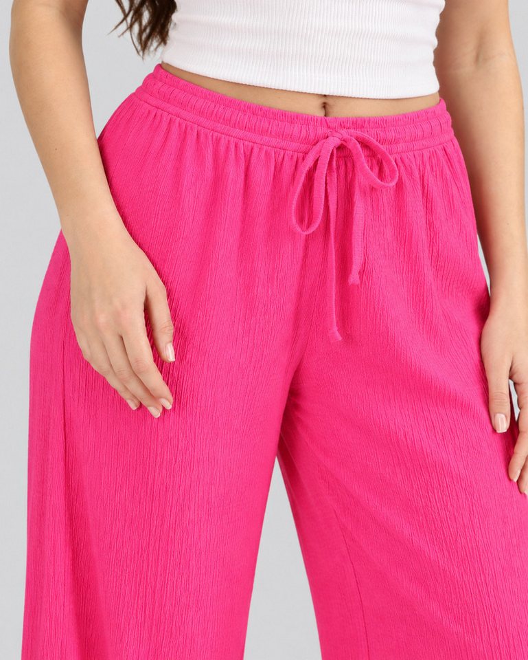 fashionshowcase Palazzohose Damen Freizeithose mit weitem Bein Crinkle Hose elastischer Bund vielseitig kombinierbar, angenehmer Freizeitkomfort – Bild 2 von 5
