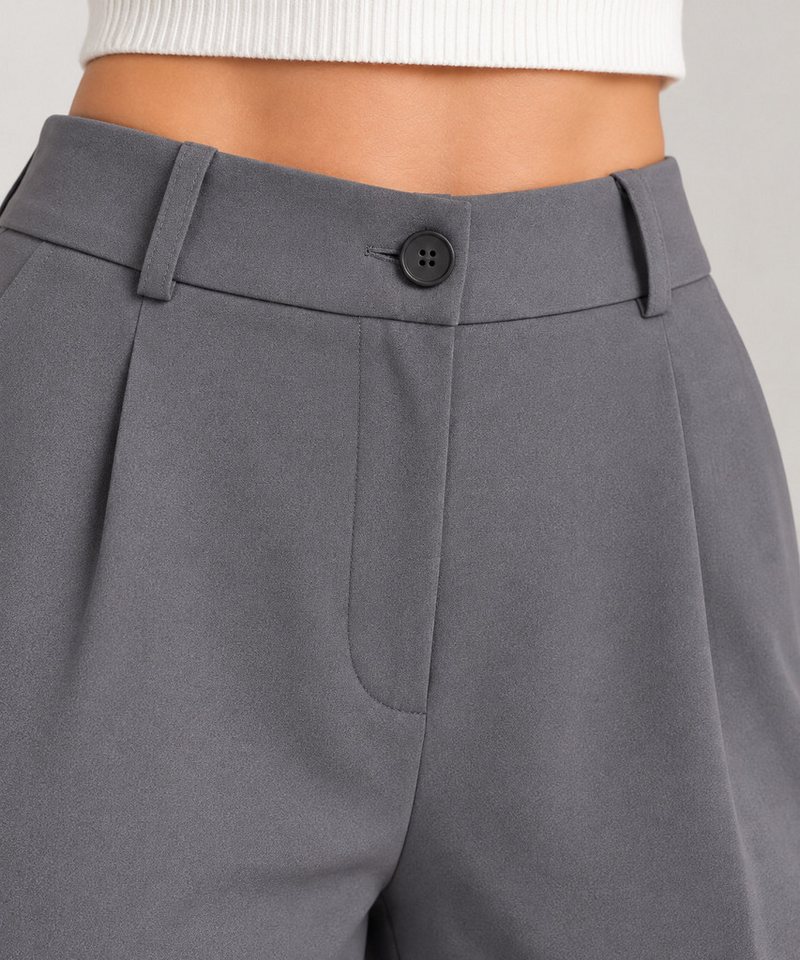 fashionshowcase Palazzohose Damen Stoffhose Marlenehose mit elastischem, hohem Bund Weites Bein, elastischer Bund für hohen Komfort – Bild 3 von 5