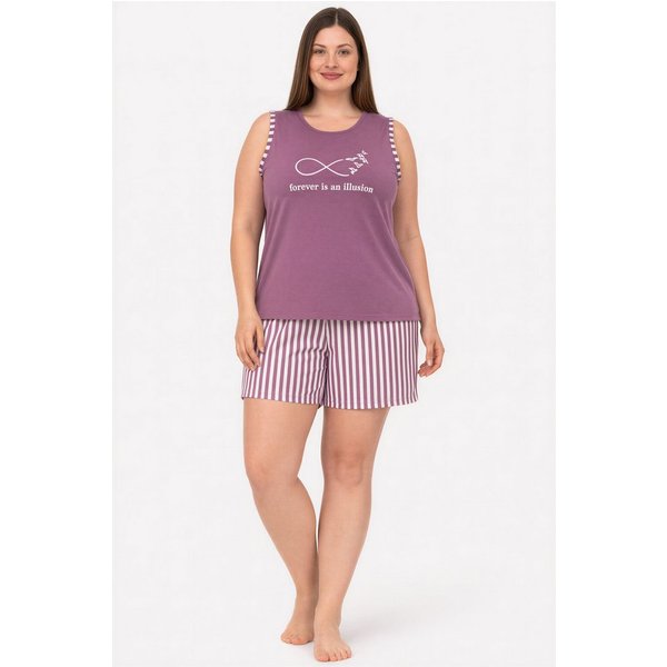 fashionshowcase Pyjama Damen Hausanzug große Größen – Schlafanzug mit Shorts & ärmellosem Top