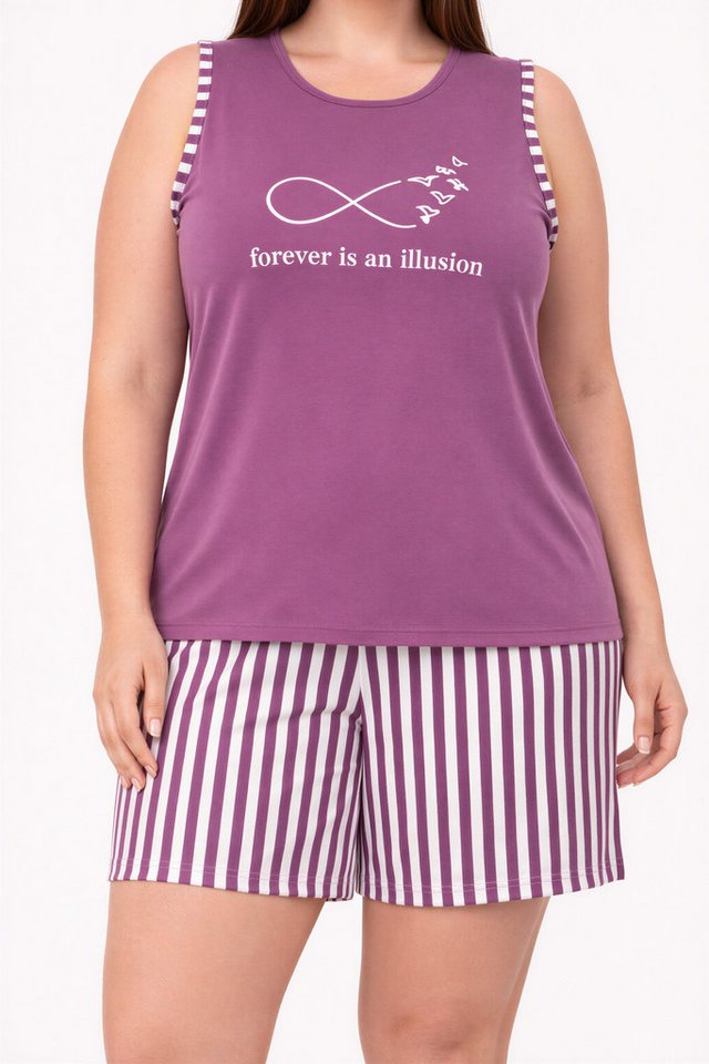 fashionshowcase Pyjama Damen Hausanzug große Größen – Schlafanzug mit Shorts & ärmellosem Top – Bild 3 von 3