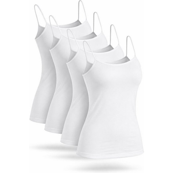 fashionshowcase Tanktop 4er Pack Damen Spaghettiträger Unterhemd Baumwolle Basic Top Stretch (Set, Mehrfachpack) atmungsaktiv, hautfreundich