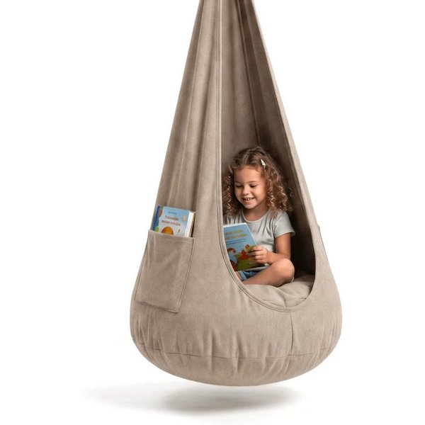 FAVRE Hängesessel Hängehöhle Kinder 2in1 mit herausnehmbarem Sitzkissen
