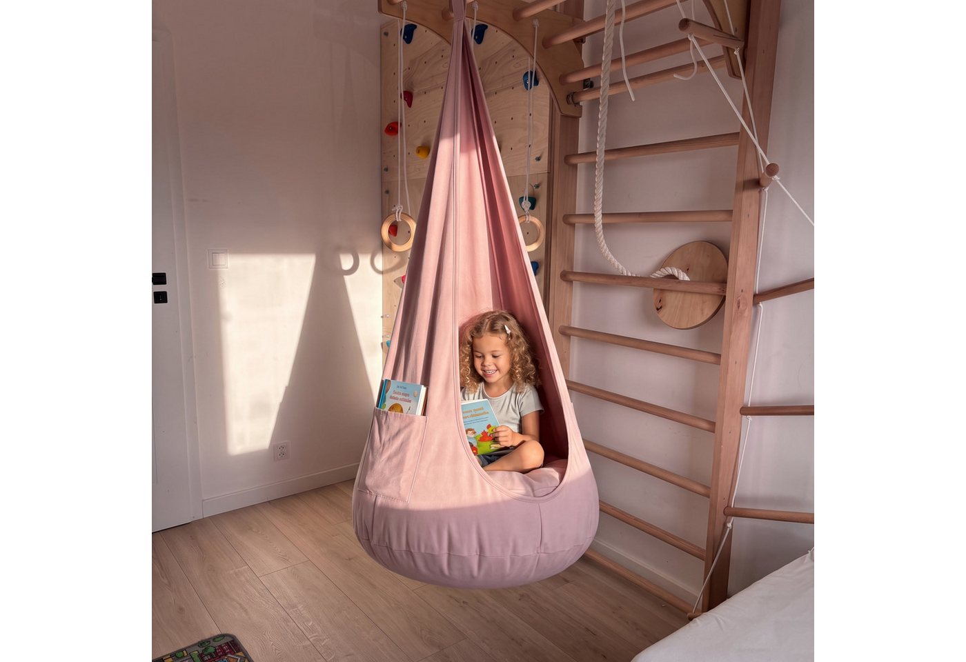 FAVRE Hängesessel Hängehöhle Kinder 2in1 mit herausnehmbarem Sitzkissen – Bild 4 von 5