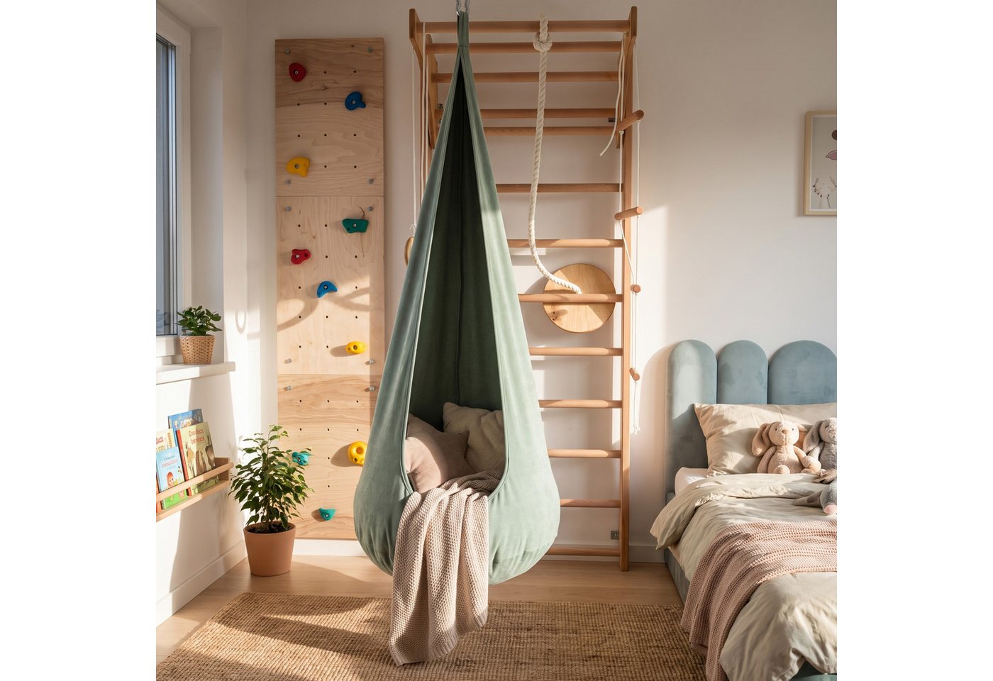 FAVRE Hängesessel Hängehöhle Kinder 2in1 mit herausnehmbarem Sitzkissen – Bild 5 von 5