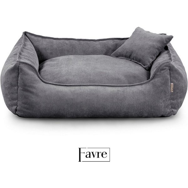 FAVRE Tierbett Hundebett Lucky mit abnehmbarem, waschbarem Cord-Bezug, 100% Polyester, verschiedene Größen, Gratis Kopfkissen