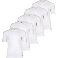 FC BARCELONA FC Barcelona Herren T-Shirts, 5er Pack - U-Neck Undershirts, Baumwolle, Rundhals, Logo, einfarbig, Größe S in Weiß