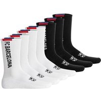 FC BARCELONA FC Barcelona Unisex Socken, 7er Pack - Tennis Socks, Schriftzug-Logo, Baumwollmischung, einfarbig, Größe 35-38 in Weiß