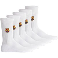 FC BARCELONA FC Barcelona Unisex Socken, 5er Pack - Tennis Embroidery Socks, Emblem-Logo gestickt, Baumwollmischung, einfarbig, Größe 43-46 in Weiß