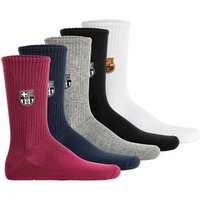 FC BARCELONA FC Barcelona Unisex Socken, 5er Pack - Tennis Embroidery Socks, Emblem-Logo gestickt, Baumwollmischung, einfarbig, Größe 43-46 in Weiß