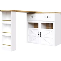 Bartisch, moderner multifunktionaler, höhenverstellbaren Brettern, ausziehbare 138-204 cm mit Stauraum, Robust, 360° Drehfunktion , Weiß Aosom.de