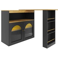 Bartisch mit Stauraum, ausziehbar, drehbar, 138-193×39×105 cm, 360 Grad drehbarer Tisch, 138 cm Bartisch, 193 cm Bartisch, Schwarz Aosom.de
