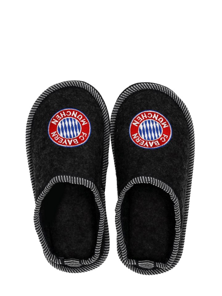 FC Bayern München FC Bayern München, Filz-Pantoffeln, Kinder, Grau Plüsch Hausschuhe – Bild 3 von 4