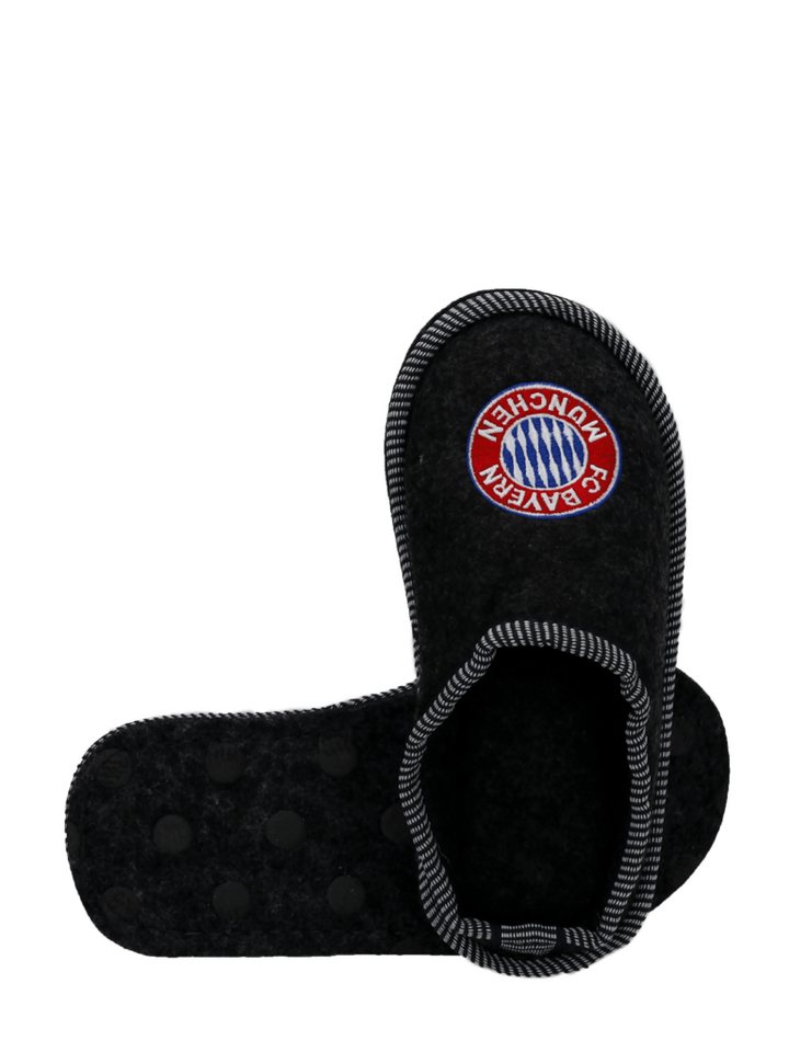 FC Bayern München FC Bayern München, Filz-Pantoffeln, Kinder, Grau Plüsch Hausschuhe – Bild 4 von 4