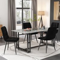 Esstisch stühle, Set aus 4 gepolsterten küchenstühle, Ergonomisches Design, Robuste Metallbeine, Einfache Montage, bis 150 kg, 44x46x86 cm, Schwarz