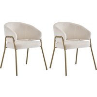 Esszimmerstühle, komfortable hochwertige Set 2 Lammlederoptik Stühle vergoldete moderne elegant bequem stilvoll, 49 x 48 x 78 cm, Weiß Aosom.de