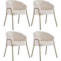 Esszimmerstühle, Set 4 moderne komfortable Lammlederoptik Weiß vergoldete Beine Stabile hochwertige Design Konstruktion 49x48x78 cm Aosom.de