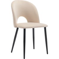 Set aus 2 gepolsterten Esszimmerstühlen aus Samt mit diamantierter Rückenlehne und Metallrahmen, Beige