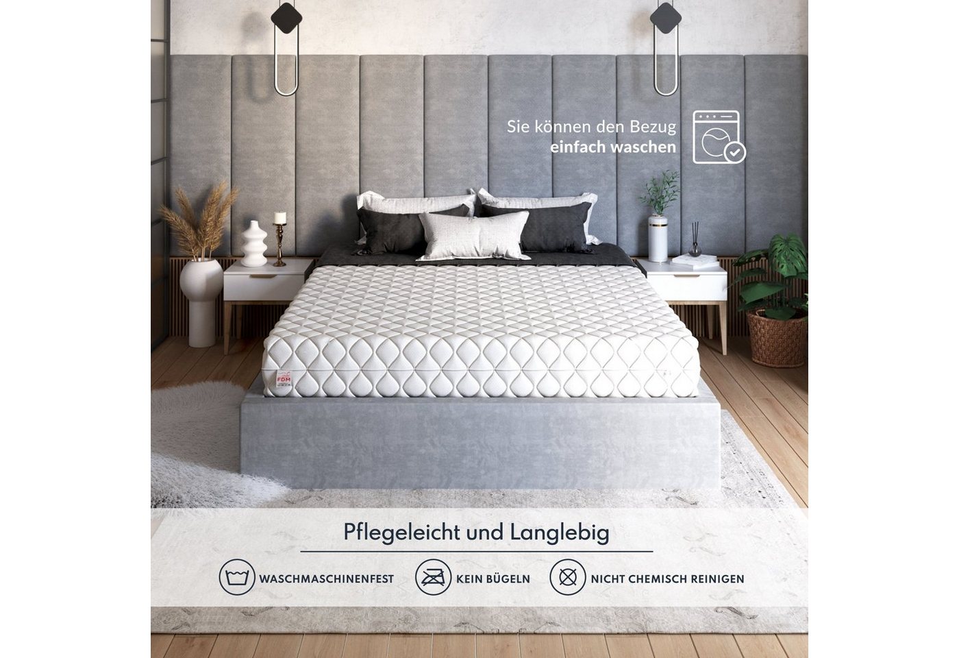 Kaltschaummatratze ALTO 90x200, 140x200, 180x200 cm & weitere Größen, FDM, 12 cm hoch, (komfortable Matratze, Allergiker geeignet), Hoher Schlafkomfort, ergonom – Bild 4 von 5