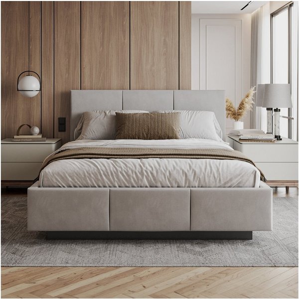 FDM Polsterbett ALMADA modern mit Bettkasten MADE IN EU - mit Trinity Velours Bezug (verfügbar 90x200 120x200 140x200 160x200 180x200cm, Bettrahmen, Bett, mit g