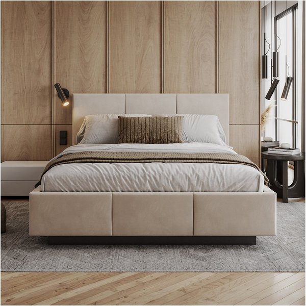 FDM Polsterbett ALMADA modern mit Bettkasten MADE IN EU - mit Trinity Velours Bezug (verfügbar 90x200 120x200 140x200 160x200 180x200cm, Bettrahmen, Bett, mit g