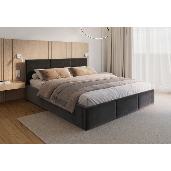 FDM Polsterbett AMBER modern mit Bettkasten MADE IN EU - mit Trinity Velours Bezug (verfügbar 90x200 120x200 140x200 160x200 180x200cm, Bettrahmen, Bett, mit gr